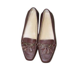 Talbots Leather Loafers Tassel Slip On Brown Flats Loafers Size 8